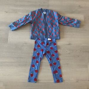 Apple Print Blue Kids Matching Set